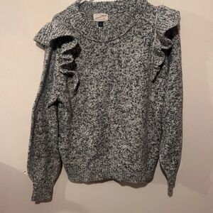 Universal Thread Heathered Gray Sweater with Ruffles